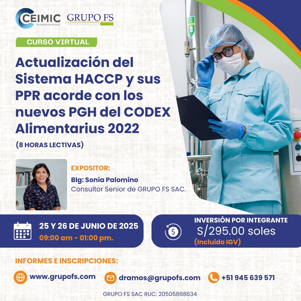 ACTUALIZACIóN DEL SISTEMA HACCP Y SUS PROGRAMAS DE PRERREQUISITO  ACORDE CON LOS NUEVOS PRINCIPIOS GENERALES DE HIGIENE DE LOS ALIMENTOS  DEL CODEX ALIMENTARIUS 2022
